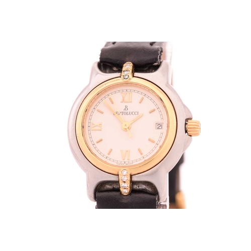 297 - A lady's Bertolucci diamond set watch, with a swiss-made 7 jewelled quartz movement in a steel case ... 