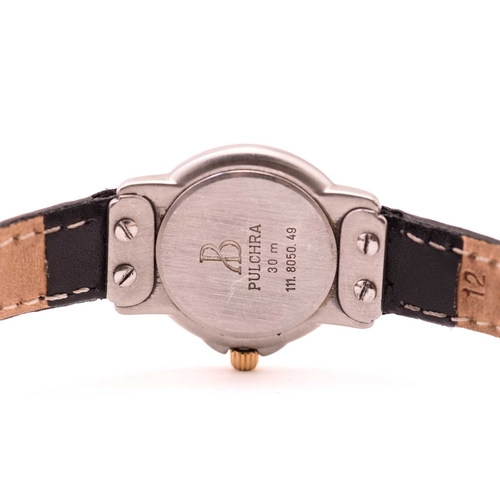 297 - A lady's Bertolucci diamond set watch, with a swiss-made 7 jewelled quartz movement in a steel case ... 