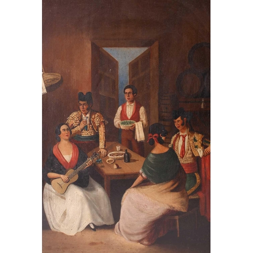 11 - 19th-century Spanish school, a pair of betrothal/marriage scenes, unsigned oils on board, each 49 cm... 