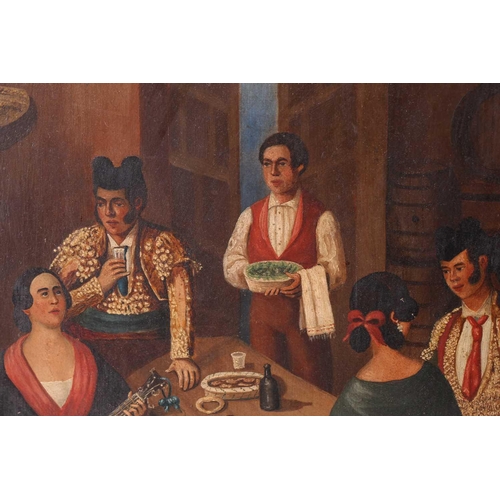 11 - 19th-century Spanish school, a pair of betrothal/marriage scenes, unsigned oils on board, each 49 cm... 