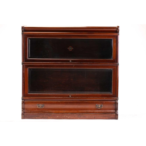 122 - A pair of two-section mahogany Globe Wernicke modular bookcases with bevelled edge plain glazing and... 