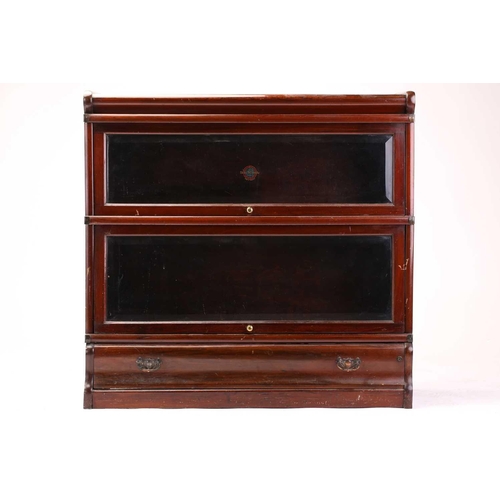 122 - A pair of two-section mahogany Globe Wernicke modular bookcases with bevelled edge plain glazing and... 