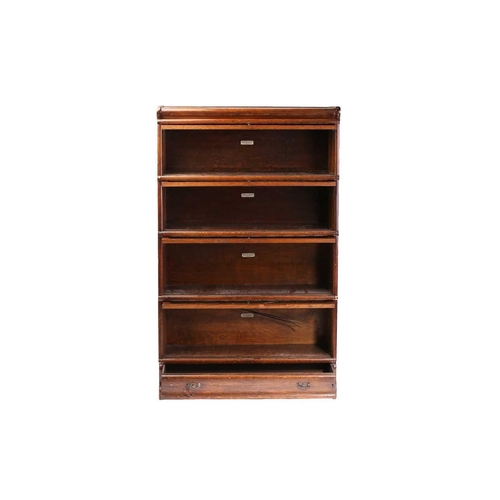 123 - A pair of Globe Wernicke four-section modular stacking oak bookcases each bookcase with leaded glazi... 