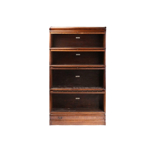 123 - A pair of Globe Wernicke four-section modular stacking oak bookcases each bookcase with leaded glazi... 