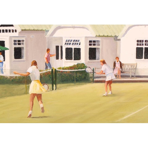 13 - Taylor, 20th century school, 'Warwick Tennis Club', oil on canvas, signed to lower right corner, 59.... 