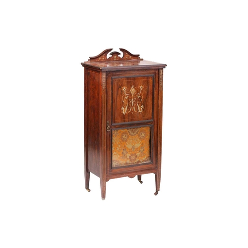 149 - A Napoleon II style ebonized and amboyna banded pedestal pier cabinet, English late 19th century. Wi... 