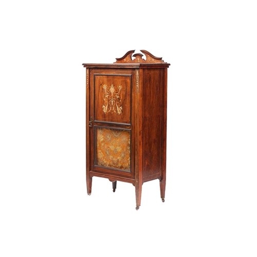 149 - A Napoleon II style ebonized and amboyna banded pedestal pier cabinet, English late 19th century. Wi... 