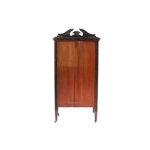 149 - A Napoleon II style ebonized and amboyna banded pedestal pier cabinet, English late 19th century. Wi... 