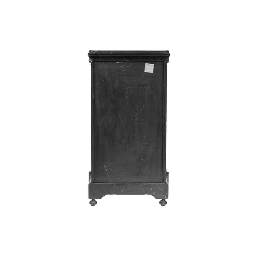 149 - A Napoleon II style ebonized and amboyna banded pedestal pier cabinet, English late 19th century. Wi... 