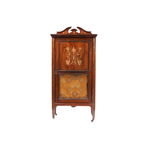 149 - A Napoleon II style ebonized and amboyna banded pedestal pier cabinet, English late 19th century. Wi... 