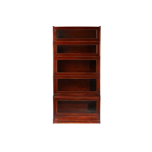 154 - A five-section mahogany Globe Wernicke style modular bookcase, probably 20th century, each section l... 