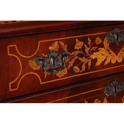 155 - An early 19th-century Dutch marquetry inlaid mahogany pedestal chest of six short drawers inlaid thr... 