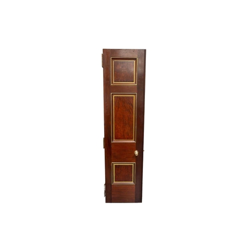 158 - A pair of decorative Edwardian architectural three-panel mahogany and parcel gilt library doors fitt... 