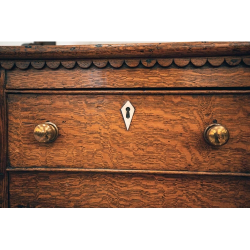 159 - A 19th-century Welsh (probably Anglesey) oak and deal breakfront base dresser and rack, with three f... 