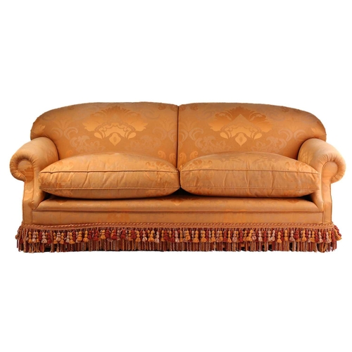 161 - A traditionally upholstered beech framed large two-seat sofa thought to be by Peter Dudgeon & Co in ... 