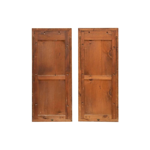 165 - A pair of large Victorian carved wood and gilt gesso rectangular wall mirrors switch bands of tied a... 