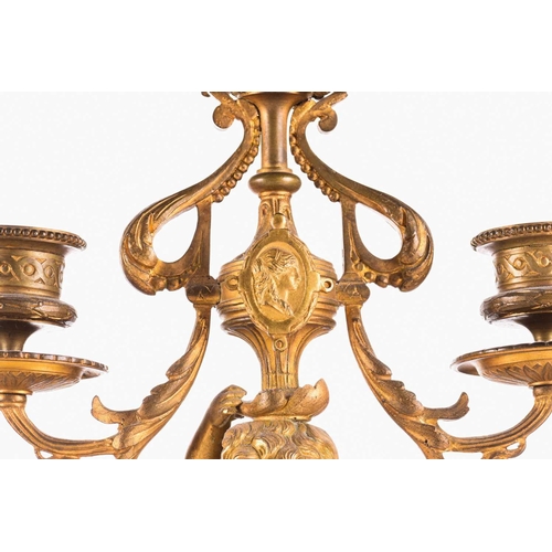 172 - A late 19th century Henry Marc of Paris 8-day ormolu clock garniture with figural surmounts of a pai... 