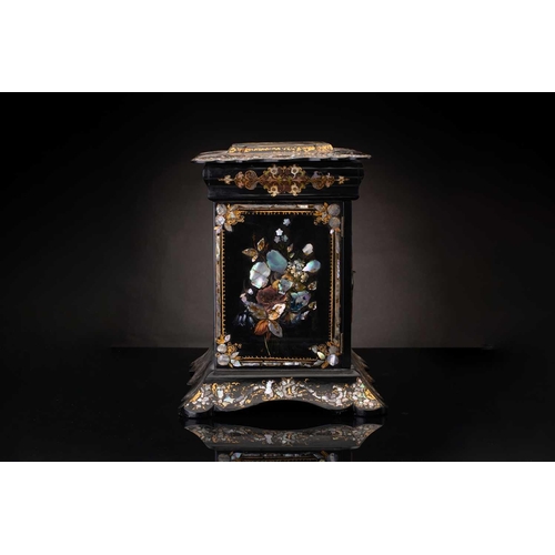 179 - A Victorian papier mache table writing cabinet, work box in the manner of Jennens & Bettridge of Bir... 