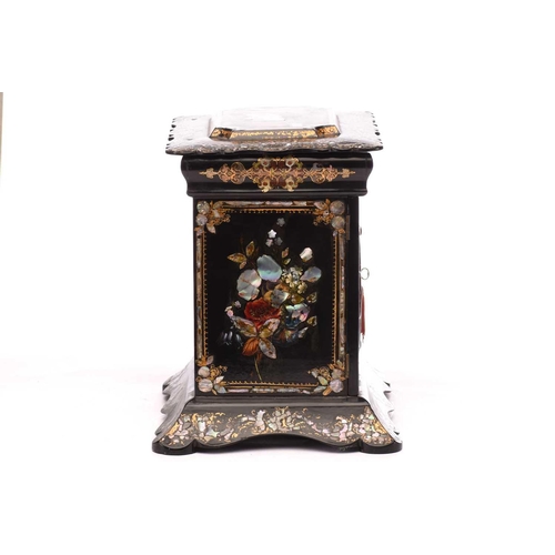 179 - A Victorian papier mache table writing cabinet, work box in the manner of Jennens & Bettridge of Bir... 