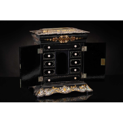 179 - A Victorian papier mache table writing cabinet, work box in the manner of Jennens & Bettridge of Bir... 