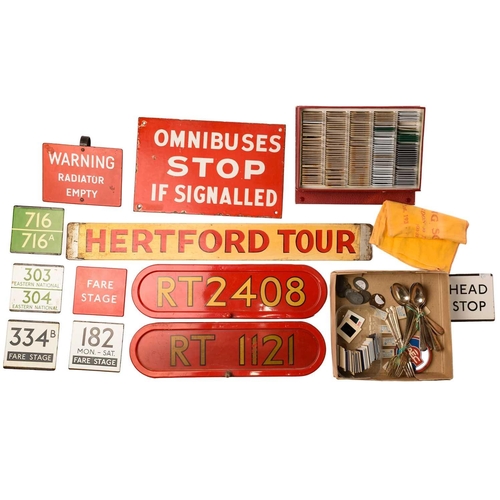 190 - A good collection of enamel bus signs, mid-20th century and later, together with a painted wood bus ... 