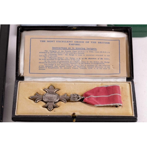 192 - A King George VI & Queen Mary signed OBE document, framed, together with a Royal Mint cased MBE meda... 