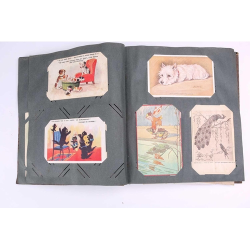 197 - A vintage postcard album containing many colour and sepia postcards including Mabel Lucy Attwell, Ma... 