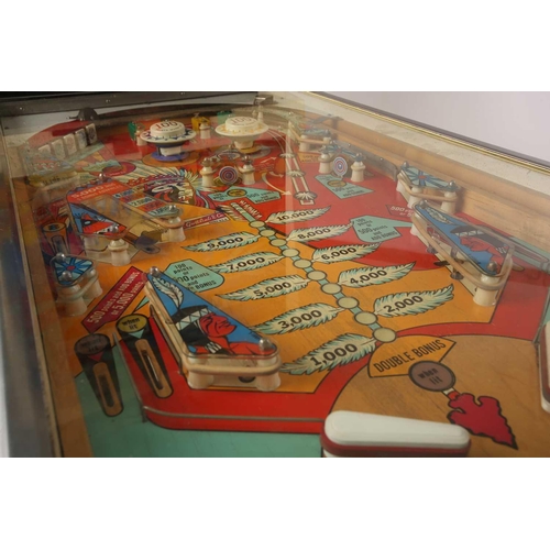 201 - A vintage (1973?) D. Gottlieb & Company 'Big-Brave' two-player pinball machine, with painted graphic... 