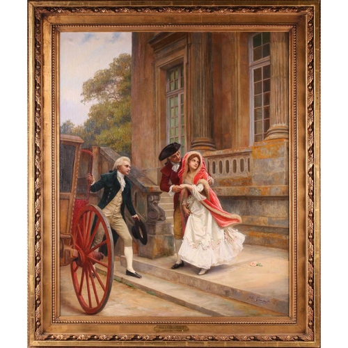 21 - Jules Giradet (1856-1938) French, 'The Wedding', large oil on canvas, signed to lower right corner, ... 