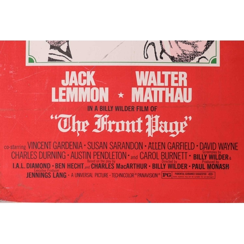 213 - The Front Page (1974), an original colour promotional poster on card, for the film starring Jack Lem... 