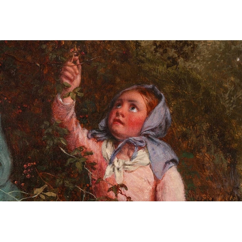 22 - William Bromley III (Fl.1835-1888) British, 'Picking Fruit', large oil on canvas, 70 cm x 90 cm in a... 