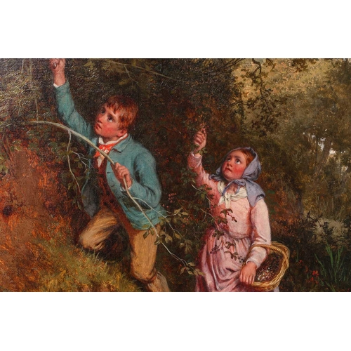 22 - William Bromley III (Fl.1835-1888) British, 'Picking Fruit', large oil on canvas, 70 cm x 90 cm in a... 