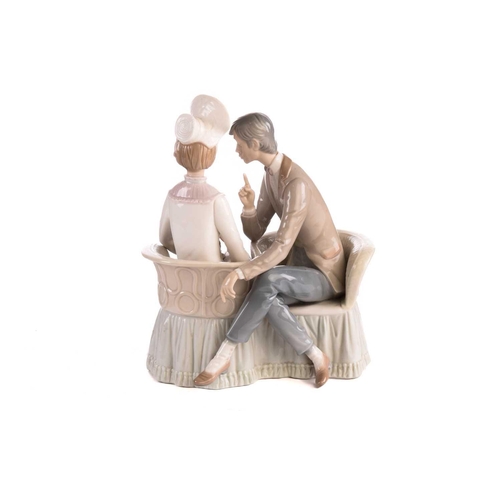 220 - Two Lladro figural table lamp bases, each modelled with a girl holding a basket, 39 cm high, togethe... 