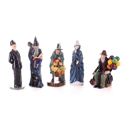 224 - A large collection of Royal Doulton figures, to include HN1315 The Old Balloon Seller, HN 2934 Ballo... 