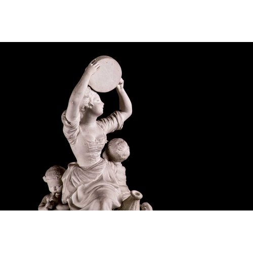 227 - A large French Niderviller Parian ware figure group, four gentlemen carrying a woman and children in... 