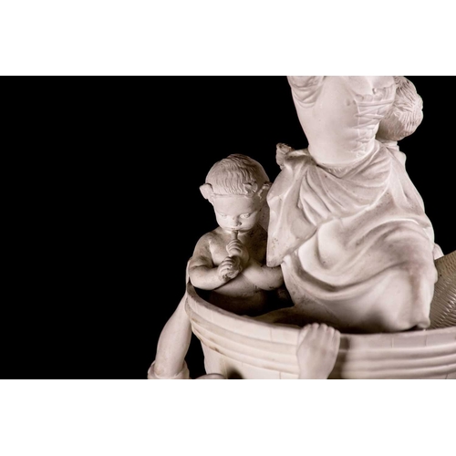 227 - A large French Niderviller Parian ware figure group, four gentlemen carrying a woman and children in... 