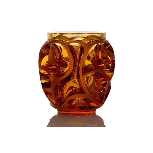 231 - Lalique, France, a limited edition 'Tourbillons' amber glass vase, after the original 1920s design b... 