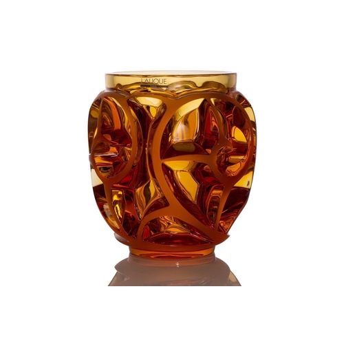 231 - Lalique, France, a limited edition 'Tourbillons' amber glass vase, after the original 1920s design b... 