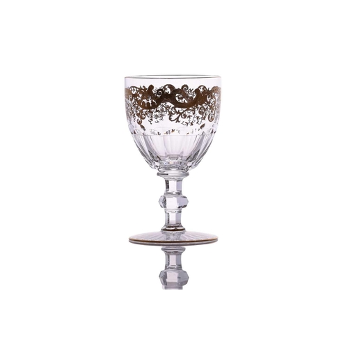 233 - Saint Louis: a set of six small Trianon crystal glass water goblets, together with a conforming set ... 