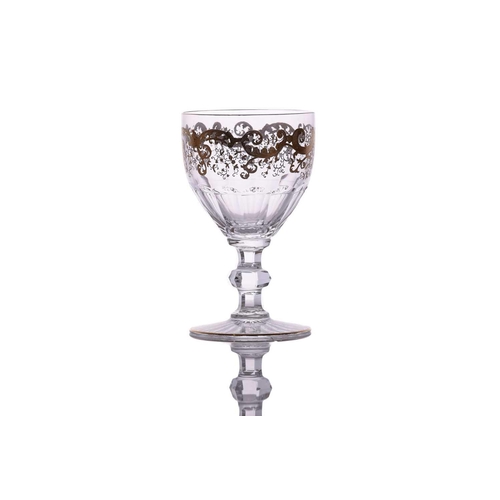 233 - Saint Louis: a set of six small Trianon crystal glass water goblets, together with a conforming set ... 