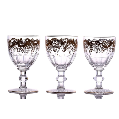 234 - Saint Louis: a set of six small Trianon crystal glass water goblets, together with a conforming set ... 