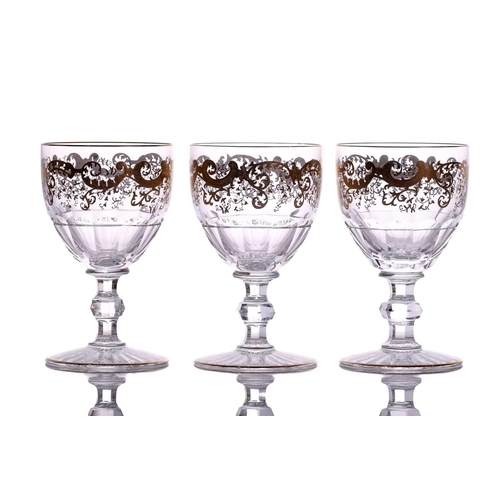 234 - Saint Louis: a set of six small Trianon crystal glass water goblets, together with a conforming set ... 