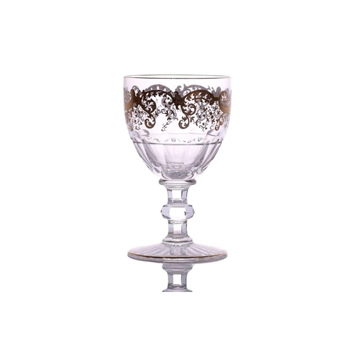 234 - Saint Louis: a set of six small Trianon crystal glass water goblets, together with a conforming set ... 