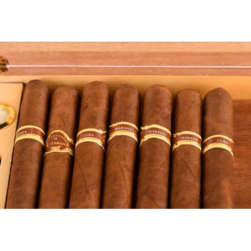 238 - Nineteen San Cristobal de La Habana El Morro cigars, in original box with humidor fittings (opened),... 