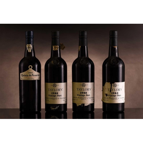 243 - Four bottles of vintage port, comprising Taylor's 1985 (x2), Taylor's 1983 and 1997 Quinta do Vesuvi... 