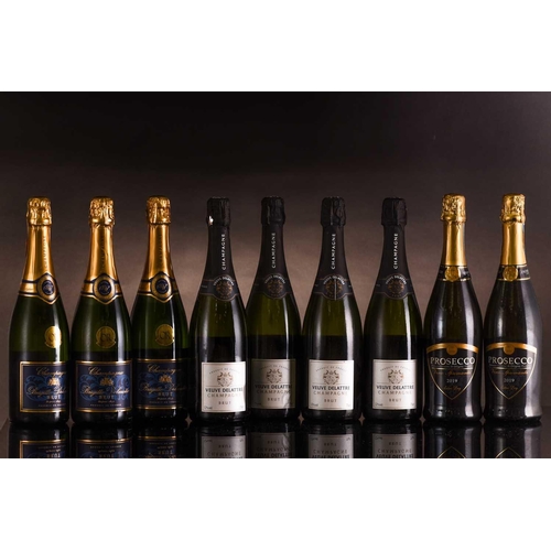 244 - Seven bottles of Champagne, comprising Veuve Delattre (x4) and Brigitte Delmotte (x3), together with... 