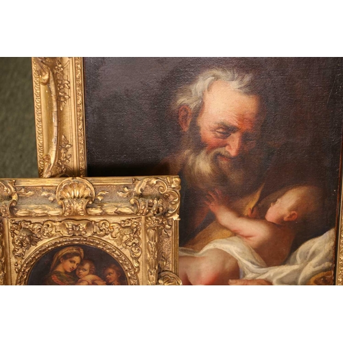 29 - 19th century school, 'Simeon with the infant Jesus', oil on canvas, 55 cm x 47 cm in a gilt frame, t... 