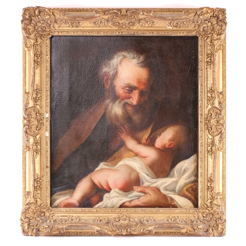 29 - 19th century school, 'Simeon with the infant Jesus', oil on canvas, 55 cm x 47 cm in a gilt frame, t... 