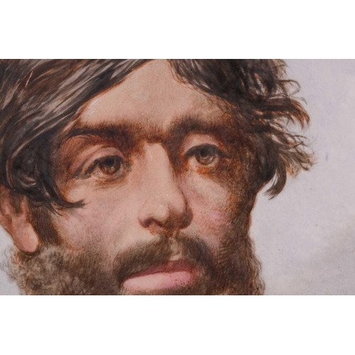 30 - Late 19th or early 20th Century school, a head and shoulders portrait of a man, oil on a ceramic pla... 