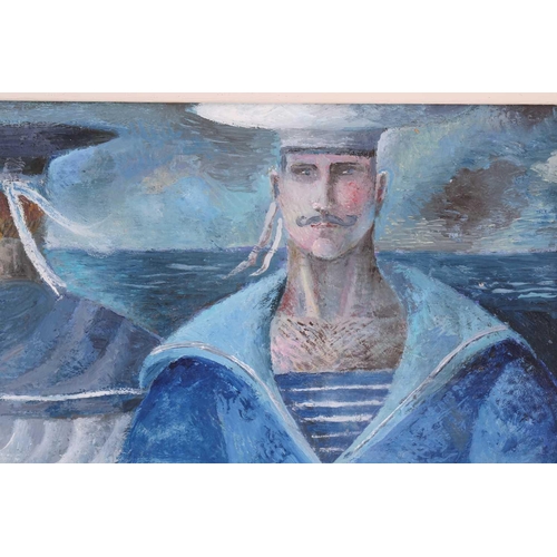 31 - † Elizabeth Taggart (b.1943) British, Sailors, oil on board, signed to lower left corner, 16 cm x 25... 